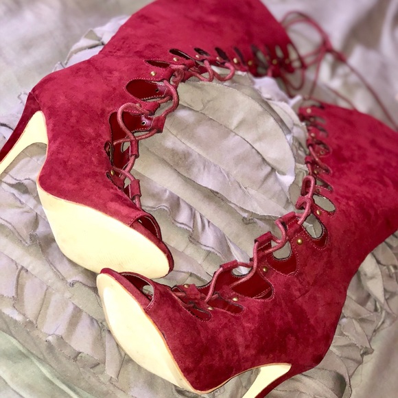 Lace Up Peep Toe Boot - Picture 2 of 3